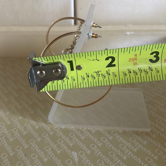 NWOT Gold Tone Hoops with Rhinestone and Pearl Accent - Picture 3 of 3